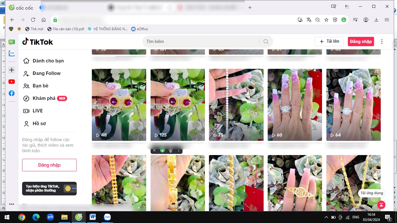 Doanh nghiệp vàng ở Tiền Giang livestream bán vàng trang sức trên TikTok.