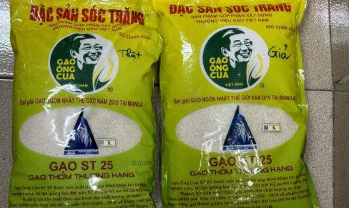 Phát hiệu nhiều cơ sở kinh doanh gạo giả mạo thương hiệu Gạo Ông Cua