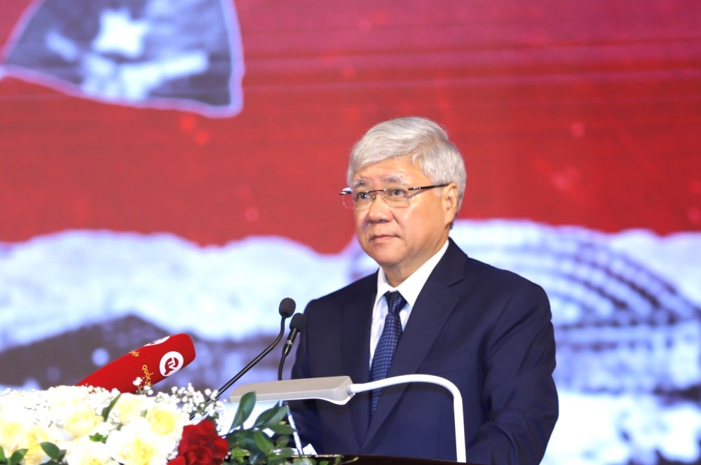 Ông Đỗ Văn Chiến, Chủ tịch Ủy ban Trung ương Mặt trận Tổ quốc Việt Nam phát biểu tại chương trình