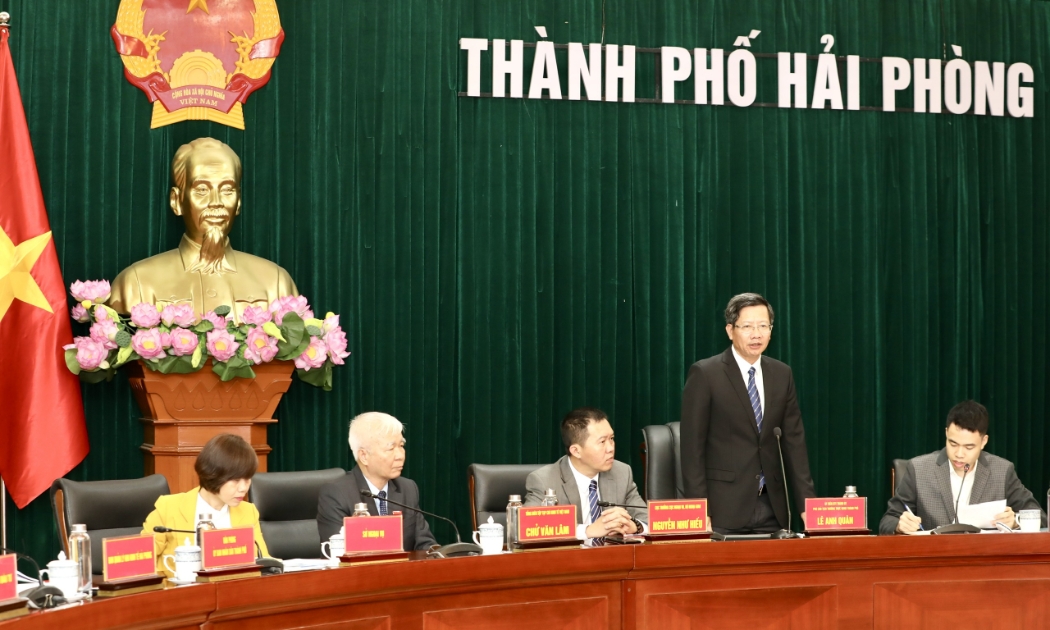UBND Thành phố Hải Phòng đã có cuộc gặp gỡ với các Đại sứ quán, hiệp hội doanh nghiệp và nhà đầu tư nước ngoài (FDI) sáng 10/4 -Ảnh: Việt Dũng.