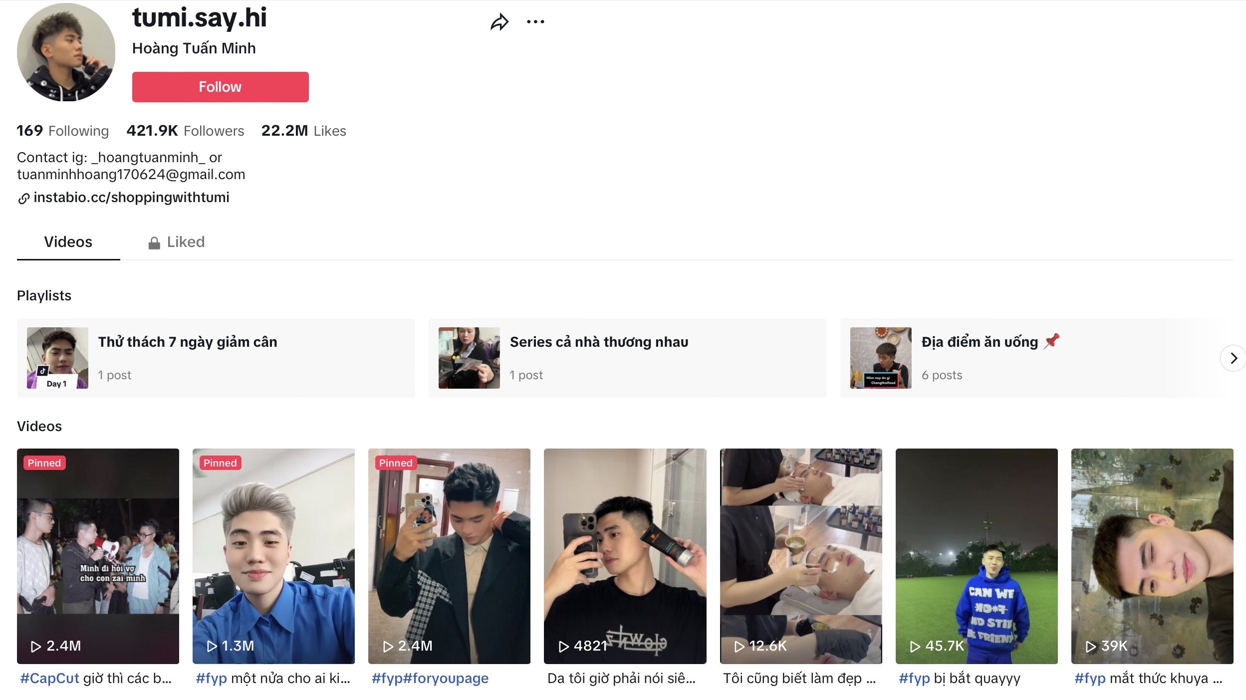 T&agrave;i khoản TikTok của Ho&agrave;ng Tuấn Minh.