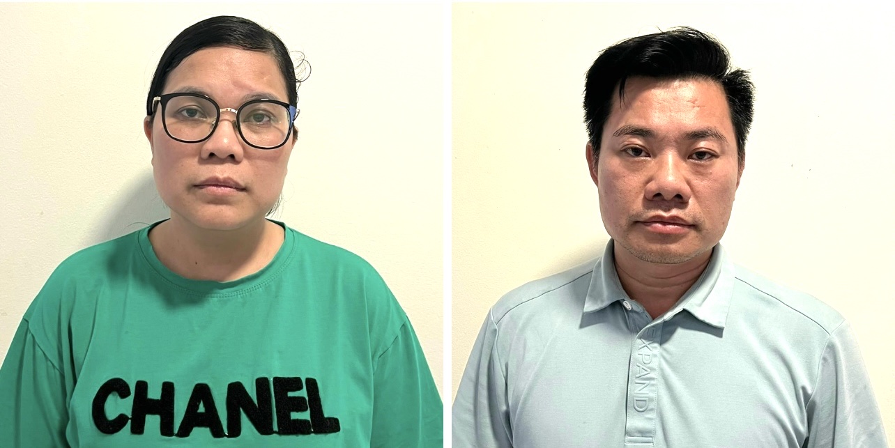 Đối tượng Nguyễn Thị Khuyên và Văn Đình Toàn. Ảnh: Cổng thông tin điện tử Công an TP Hà Nội.