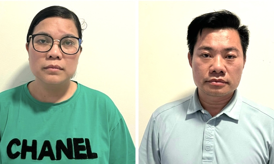 Đối tượng Nguyễn Thị Khuyên và Văn Đình Toàn. Ảnh: Cổng thông tin điện tử Công an TP Hà Nội.