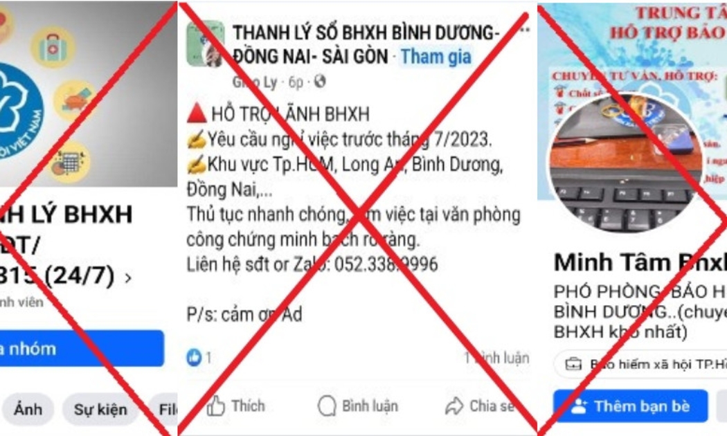 Các đối tượng sử dụng mạng xã hội mạo danh cơ quan Bảo hiểm xã hội để lừa đảo người dân. Ảnh: BHXH Việt Nam cung cấp.
