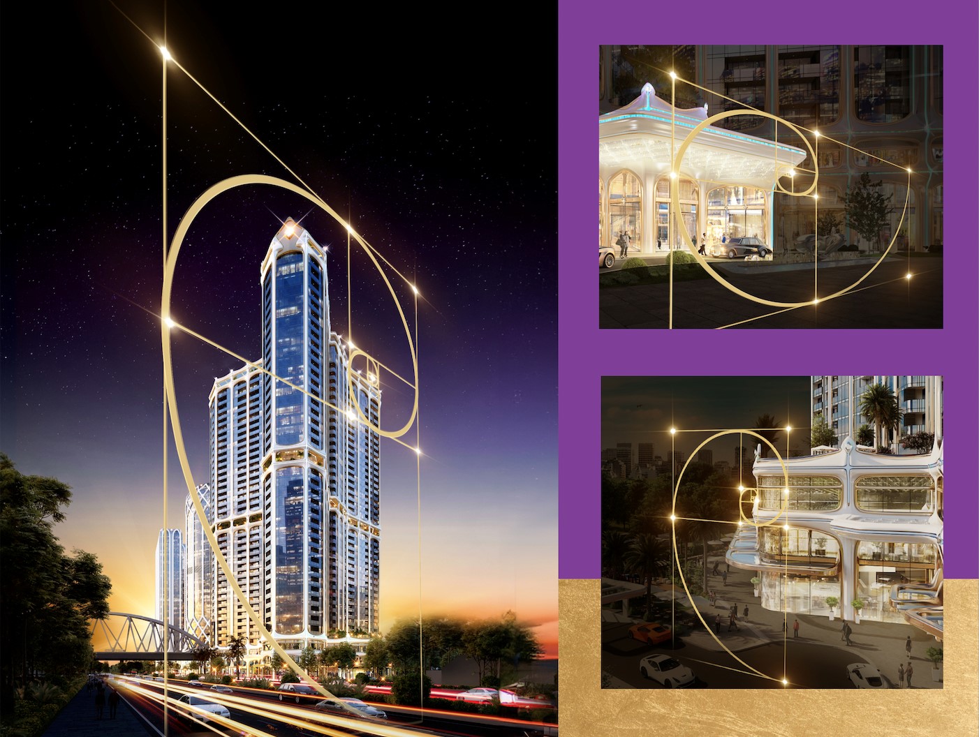 Tỷ lệ vàng Fibonacci tạo nên bố cục cân xứng, hài hòa của Golden Crown Hai Phong.