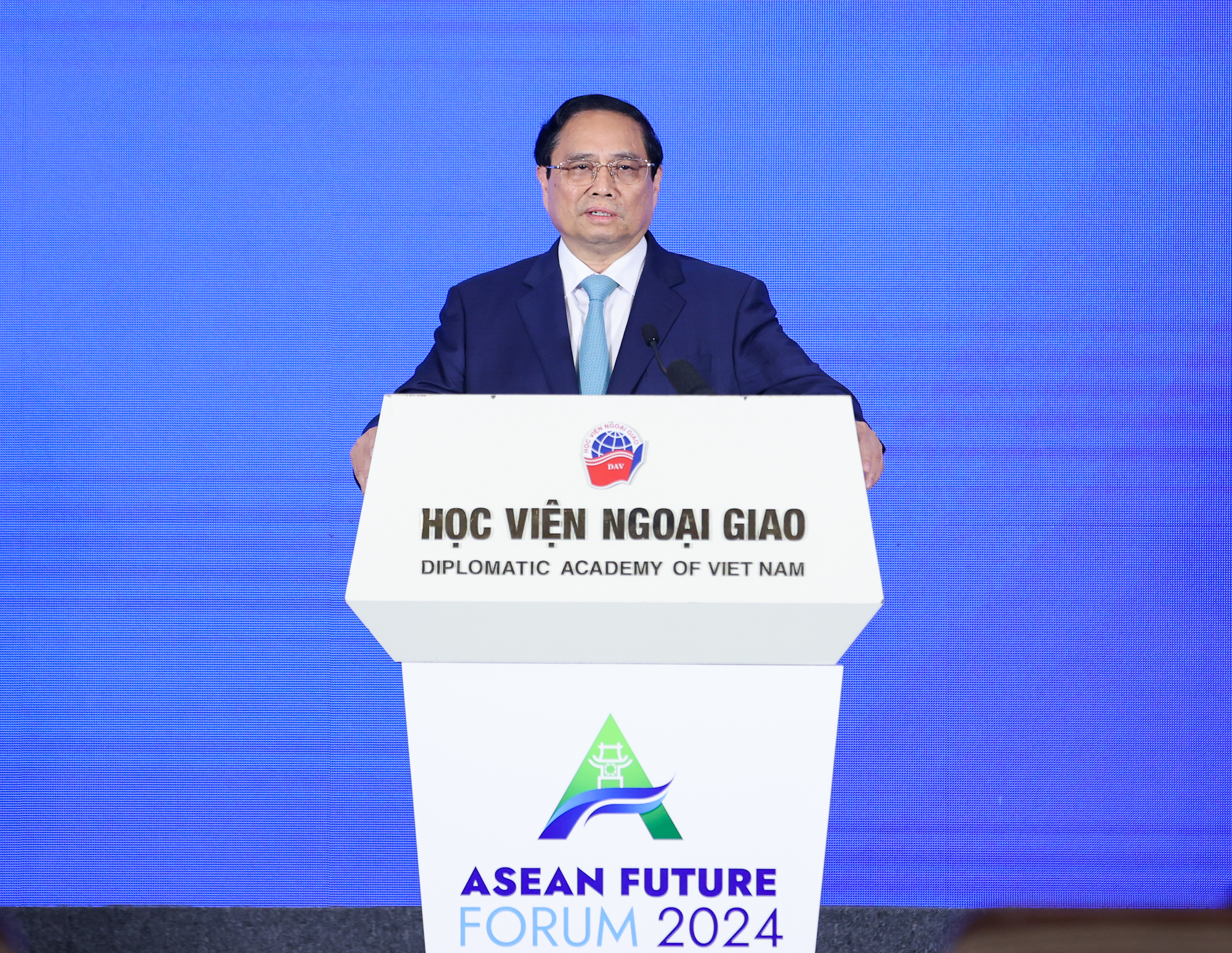 Thủ tướng Phạm Minh Chính phát biểu tại phiên khai mạc Diễn đàn Tương lai ASEAN - Ảnh: VGP