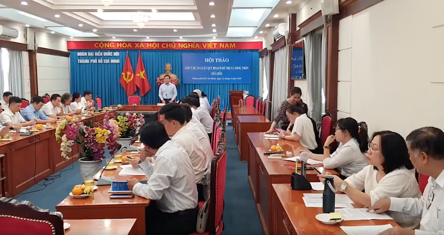 Các đại biểu tham dự hội thảo “Góp ý cho dự án Luật Quy hoạch đô thị và nông thôn (sửa đổi)” do Đoàn đại biểu Quốc hội TP.HCM tổ chức vào chiều 22/4/2024. Ảnh: PA.