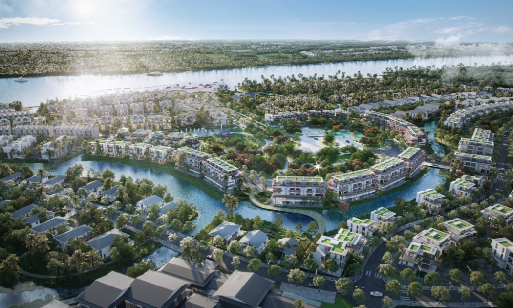 Phân khu Quảng trường All Blue toạ lạc vị trí trung tâm đảo hoa EcoVillage Saigon River.