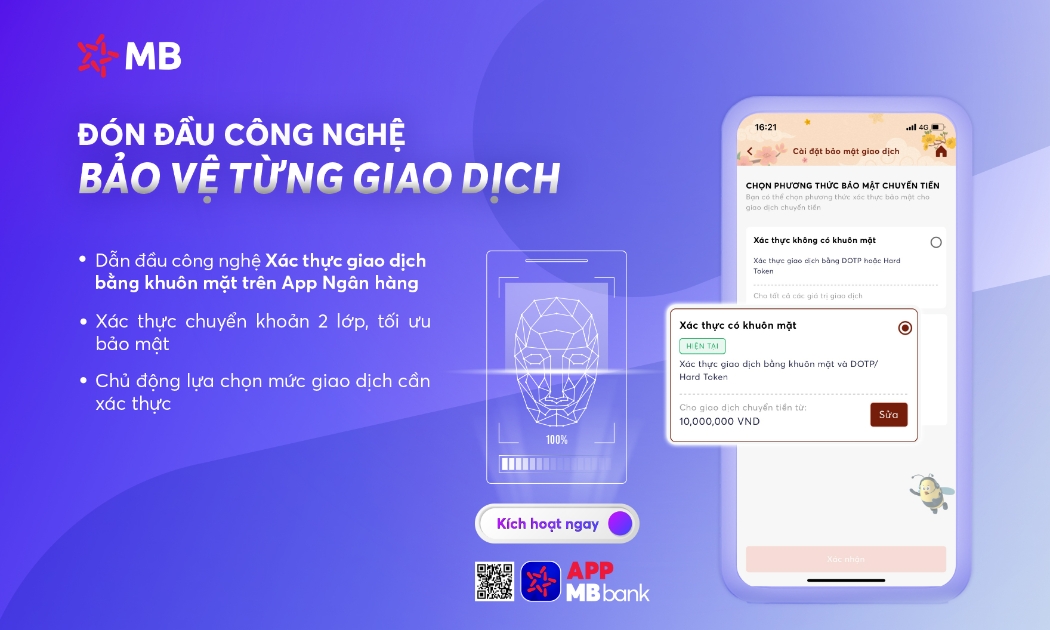 Khách hàng có thể chủ động lựa chọn mức giao dịch cần xác thực trên App MBBank.