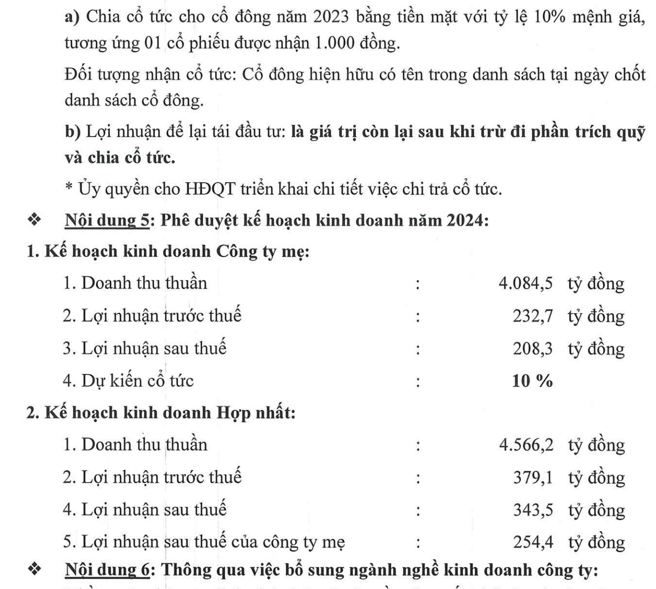 Nguồn: Nghị quyết Đại hội đồng cổ đông Đạt Phương
