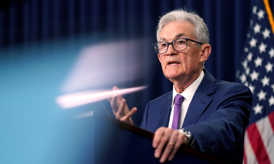 Chủ tịch Fed Jerome Powell tại cuộc họp báo ngày 1/5 - Ảnh: Bloomberg.