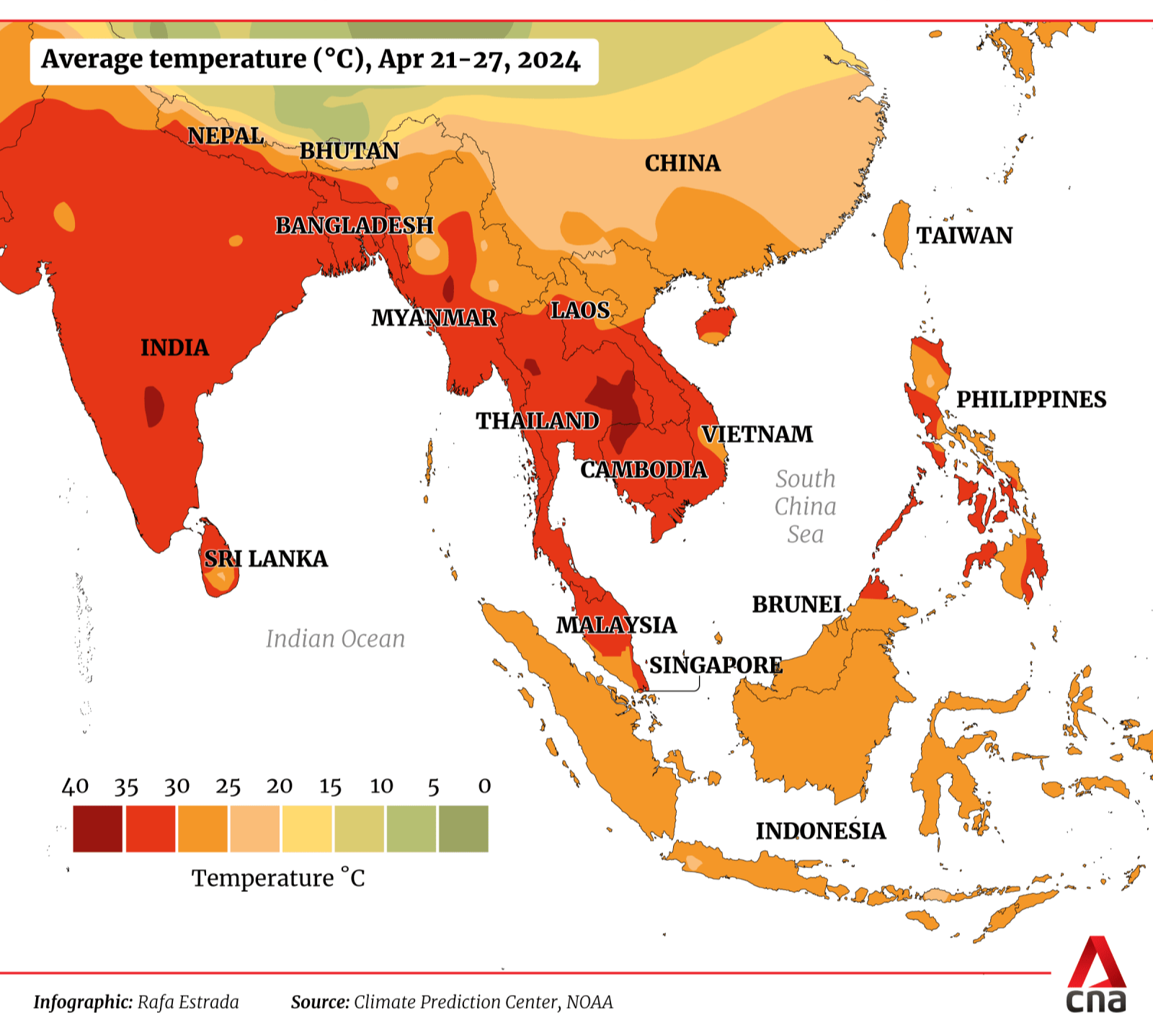 L&agrave;n s&oacute;ng nhiệt kỷ lục trong th&aacute;ng 4 vừa qua tại Nam &Aacute; v&agrave; Đ&ocirc;ng Nam &Aacute;.