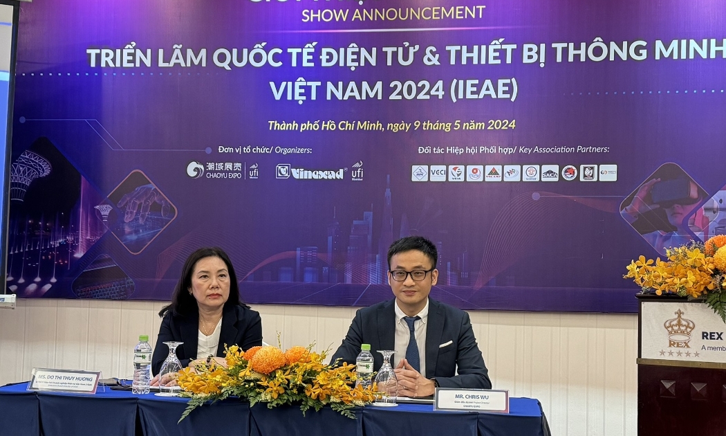 Họp báo Triển lãm quốc tế Điện tử, Thiết bị thông minh (IEAE 2024) sẽ diễn ra từ 23-25/5/2024.