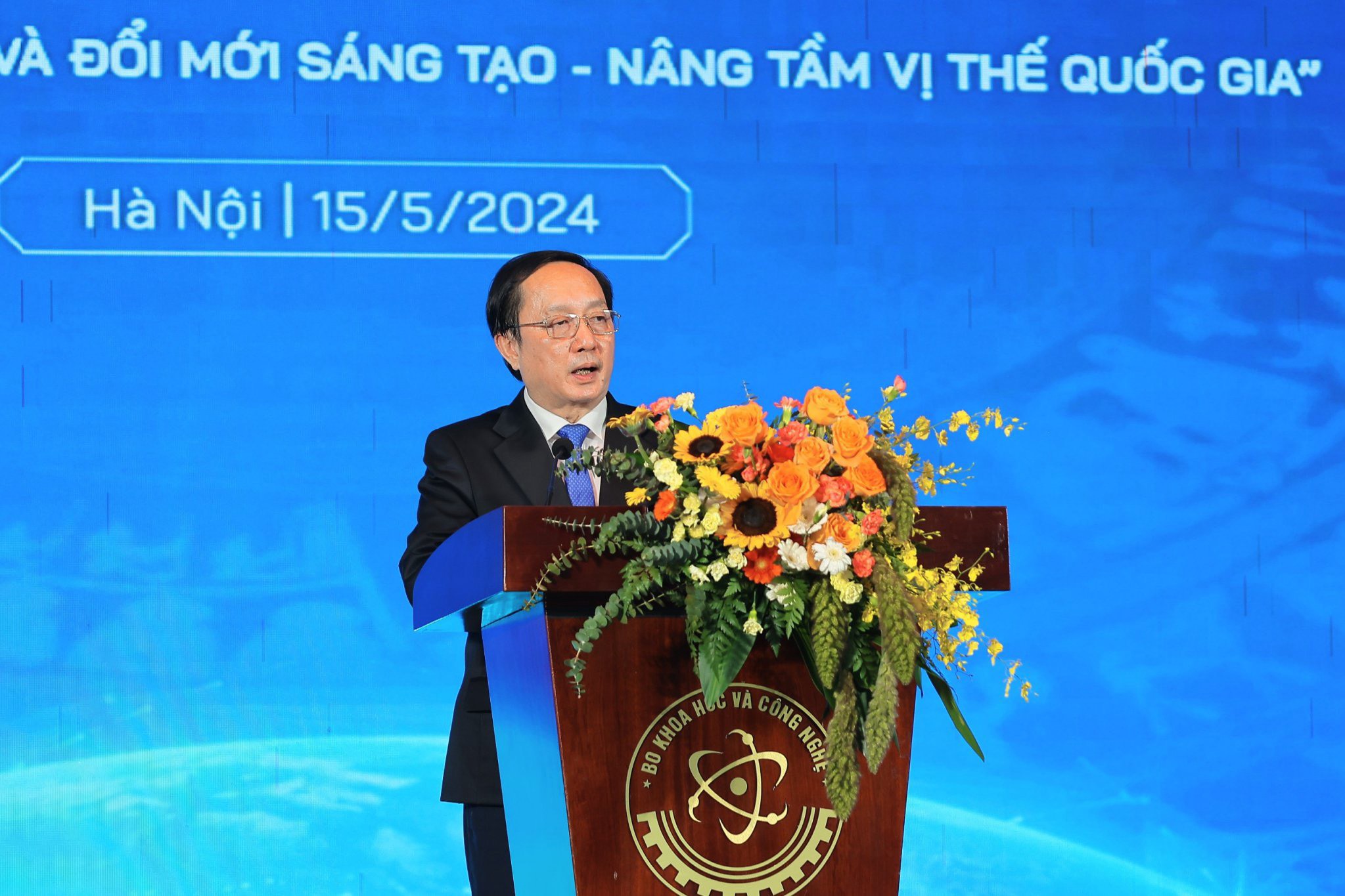 Bộ trưởng Bộ Khoa học và Công nghệ Huỳnh Thành Đạt phát biểu tại hội nghị.