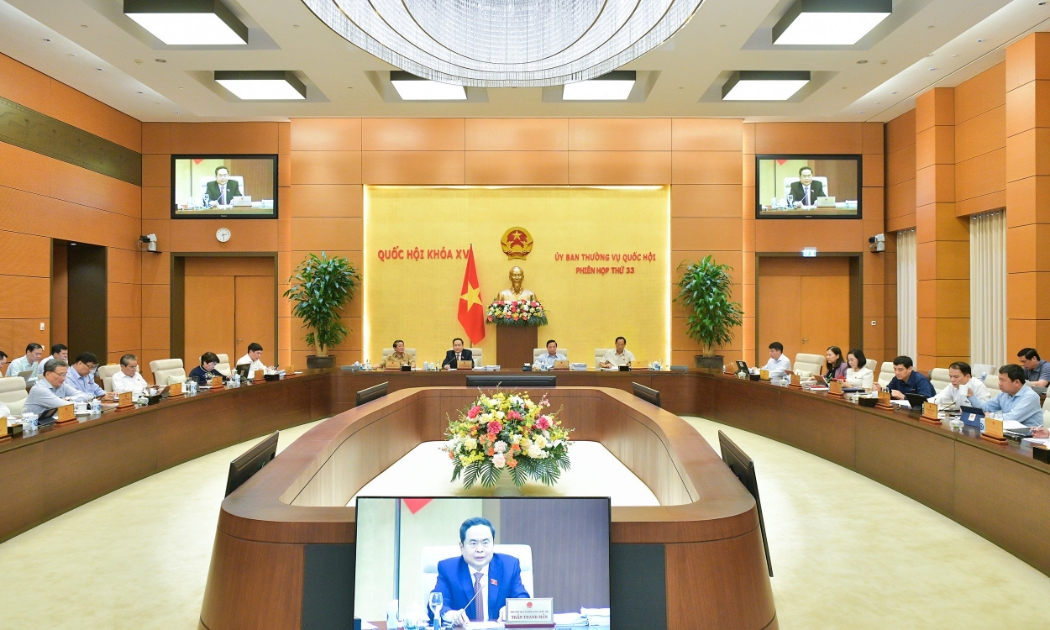 Phó Chủ tịch Thường trực Quốc hội Trần Thanh Mẫn - điều hành hoạt động của Ủy ban Thường vụ Quốc hội và Quốc hội chủ trì phiên họp - Ảnh: Quochoi.vn