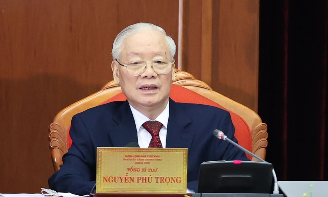 Tổng Bí thư Nguyễn Phú Trọng phát biểu tại khai mạc Hội nghị Trung ương 9 sáng ngày 16/5 - Ảnh: VGP
