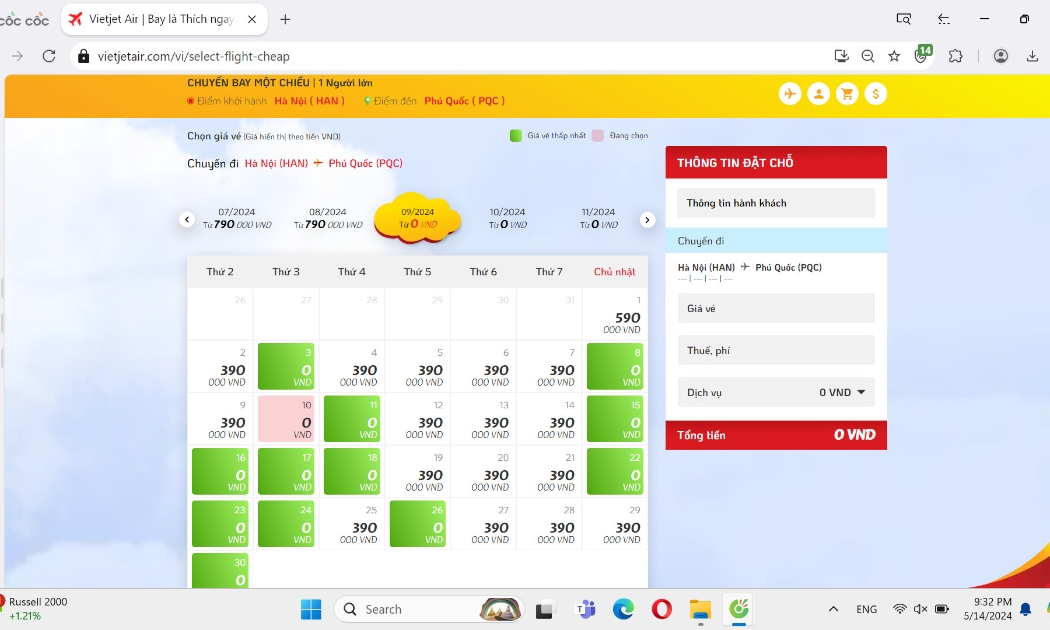 Vietjet đang mở bán hàng triệu vé máy bay giá 0 đồng phục vụ nhu cầu của hành khách.