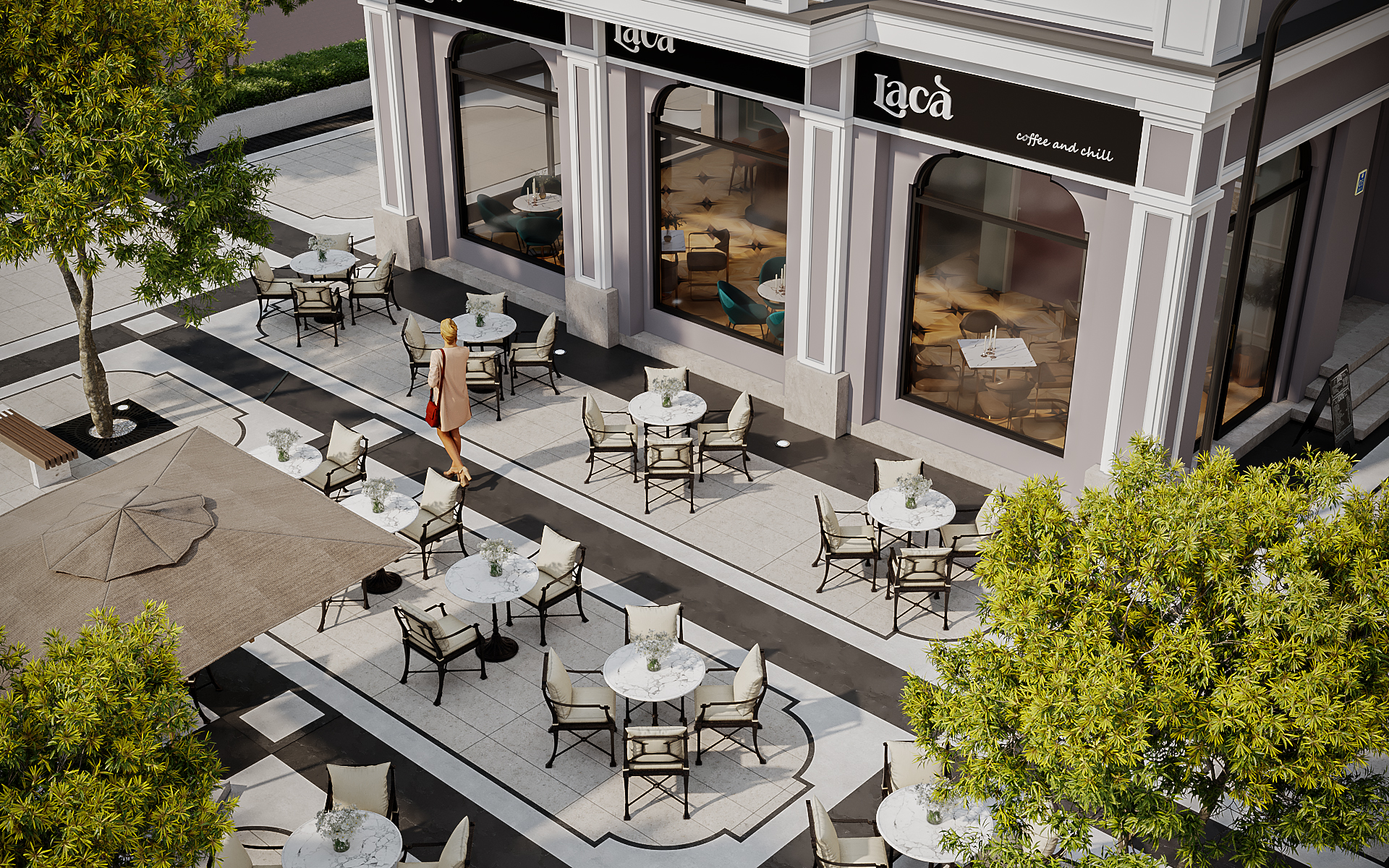 Tầng 1 được thiết kế ấn tượng với thiết kế k&iacute;nh tr&agrave;n hai mặt trước sau, để tối ưu tầm nh&igrave;n v&agrave; đem lại cảm gi&aacute;c về một kh&ocirc;ng gian ph&oacute;ng kho&aacute;ng cho gia chủ.