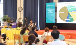 Hội thảo Đối tác khí hậu toàn cầu 2024 với các nội dung chia sẻ kinh nghiệm thực tế và xây dựng năng lực thúc đẩy tài chính khí hậu ở Việt Nam. Ảnh: Hồng Hạnh