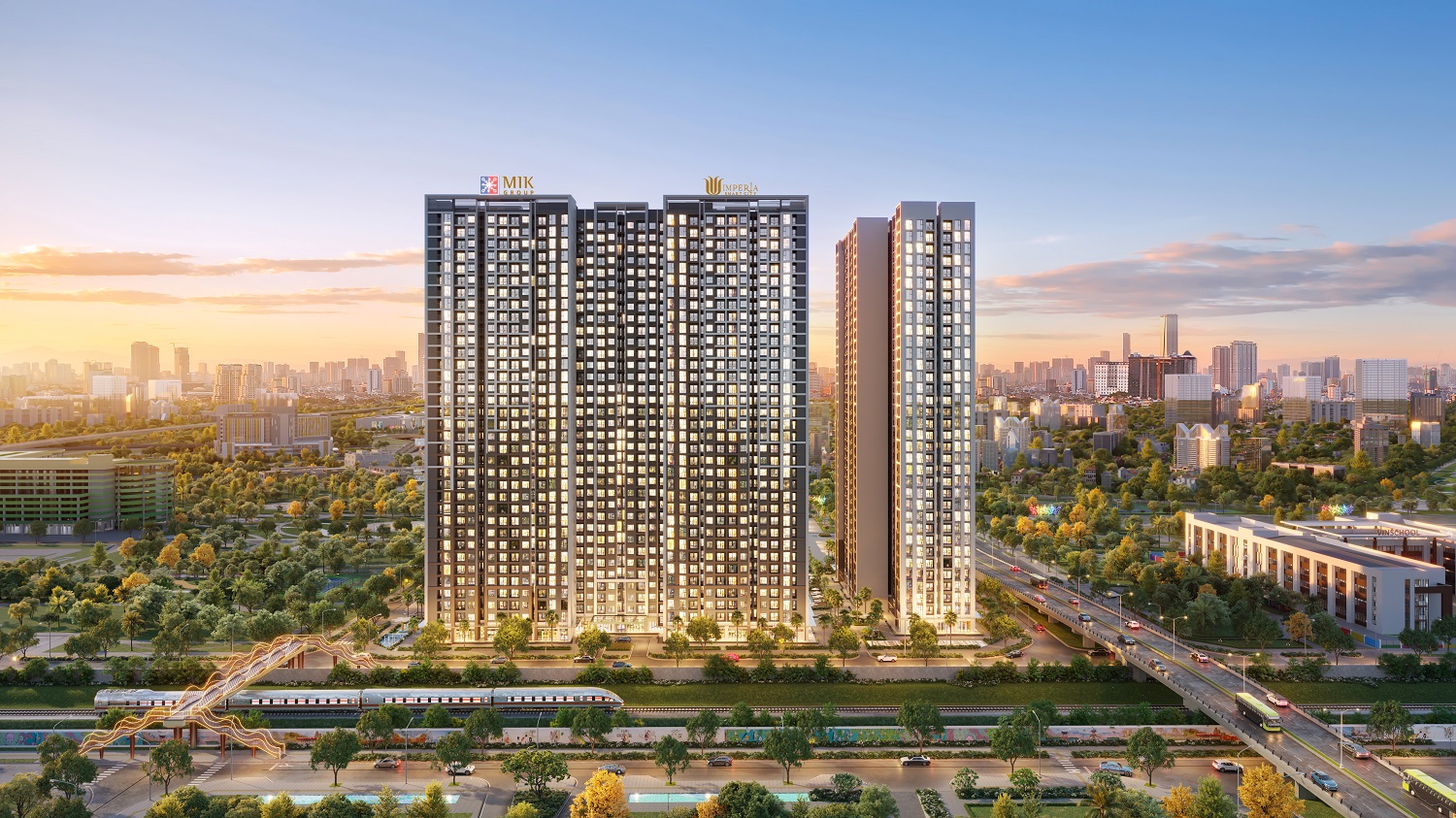 Phối cảnh phân khu The Sola Park dự án Imperia Smart City do MIK Group phát triển, một trong những dự án chuẩn bị ra mắt thị trường thời gian tới.