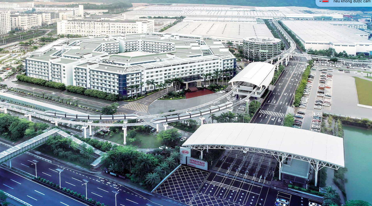 To&agrave;n cảnh khu trụ sở ch&iacute;nh BYD tại Th&acirc;m Quyến.