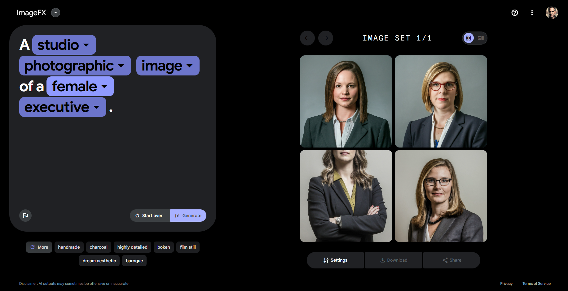 Tính năng ImageFX của Google.