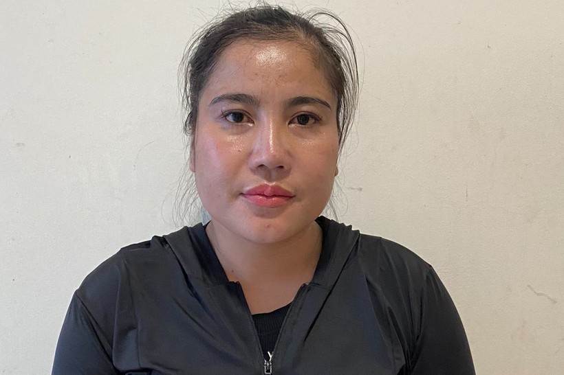 Trần Thị Hằng Nga tại cơ quan điều tra. Ảnh Công an Nghệ An