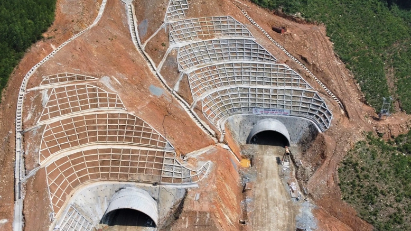 Two ends of a tunnel along North-South expressway meet