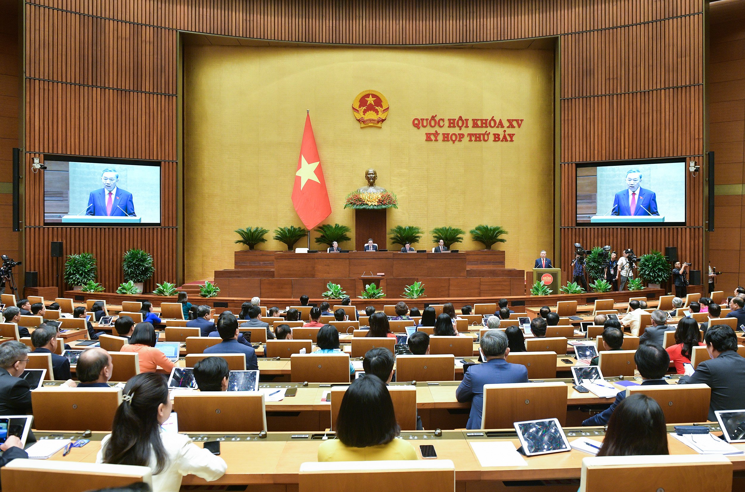 Chủ tịch nước T&ocirc; L&acirc;m ph&aacute;t biểu nhậm chức - Ảnh: Quochoi.vn