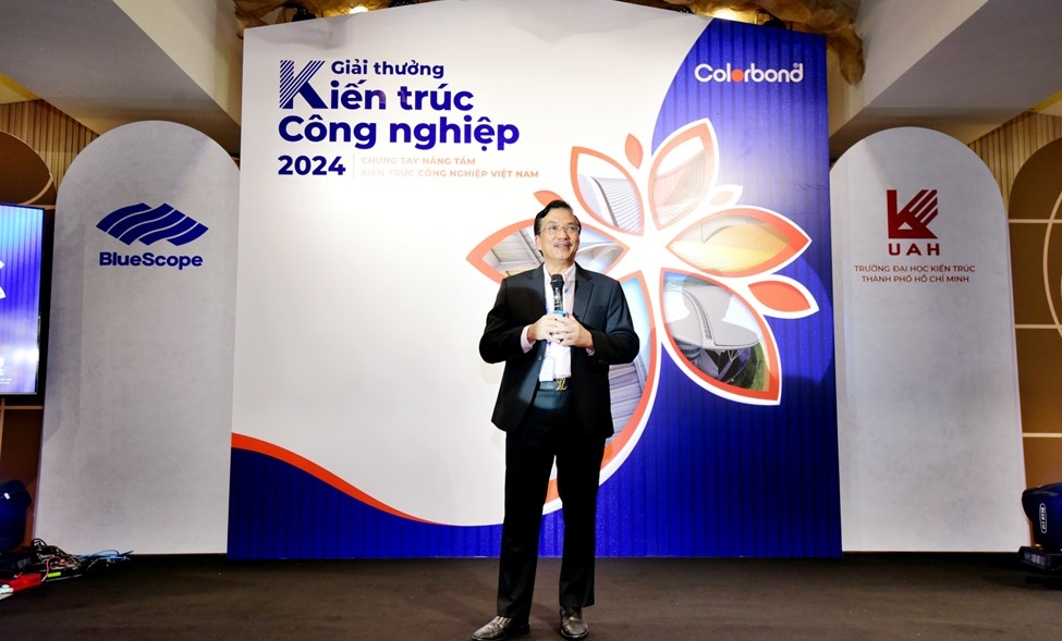 &Ocirc;ng V&otilde; Minh Nhựt - Tổng gi&aacute;m đốc NS BlueScope Việt Nam ph&aacute;t biểu tại sự kiện c&ocirc;ng bố Giải thưởng.