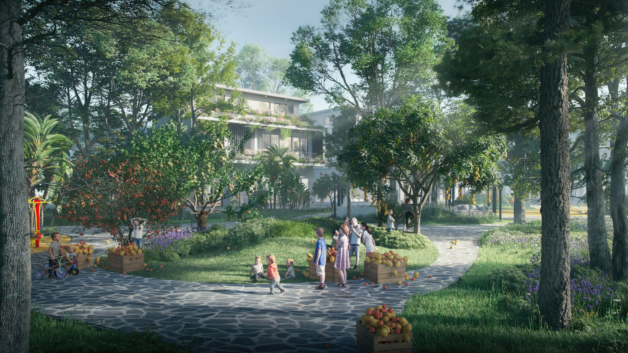 Cư dân Blue Forest có thể thưởng thức những loại cây ăn quả được trồng ngay thềm nhà.