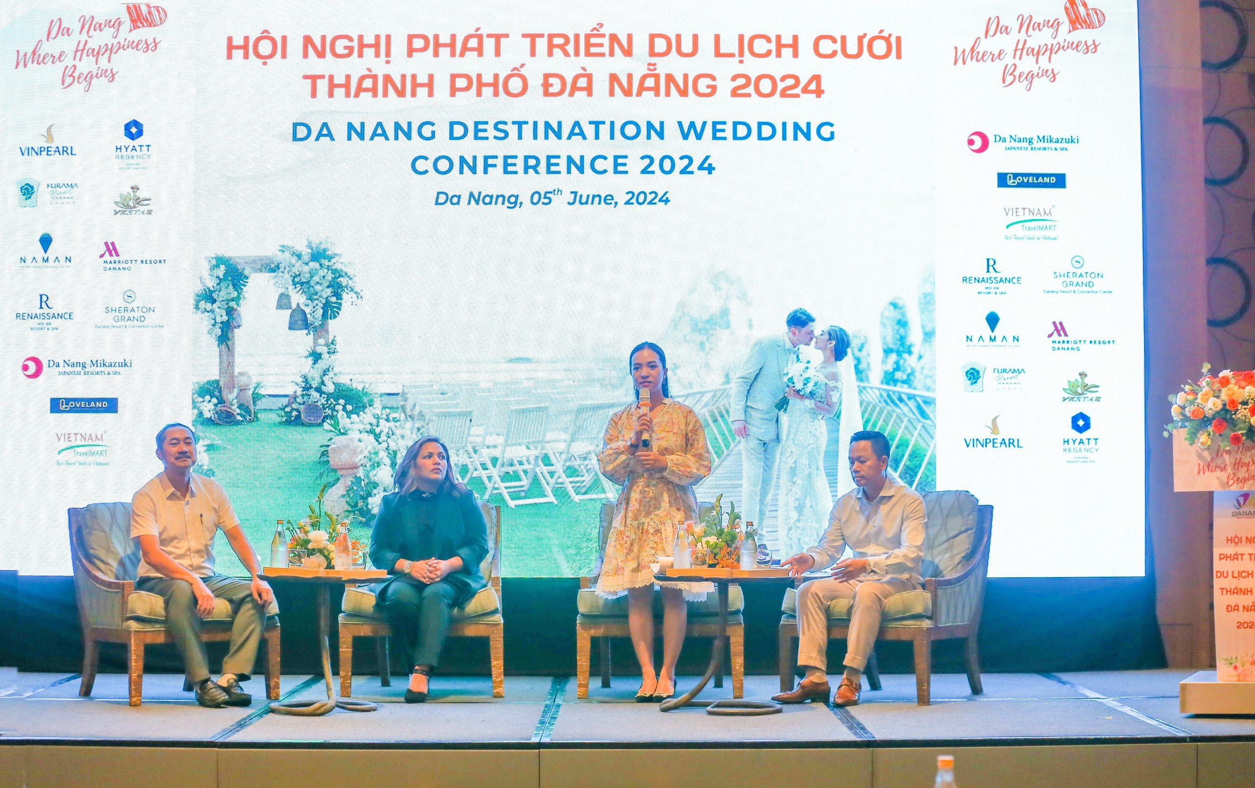 Bà Nguyễn Thị Hoài An, Phó giám đốc Sở Du lịch TP. Đà Nẵng, chia sẻ tại Hội nghị. Ảnh: Ngô Anh Văn.
