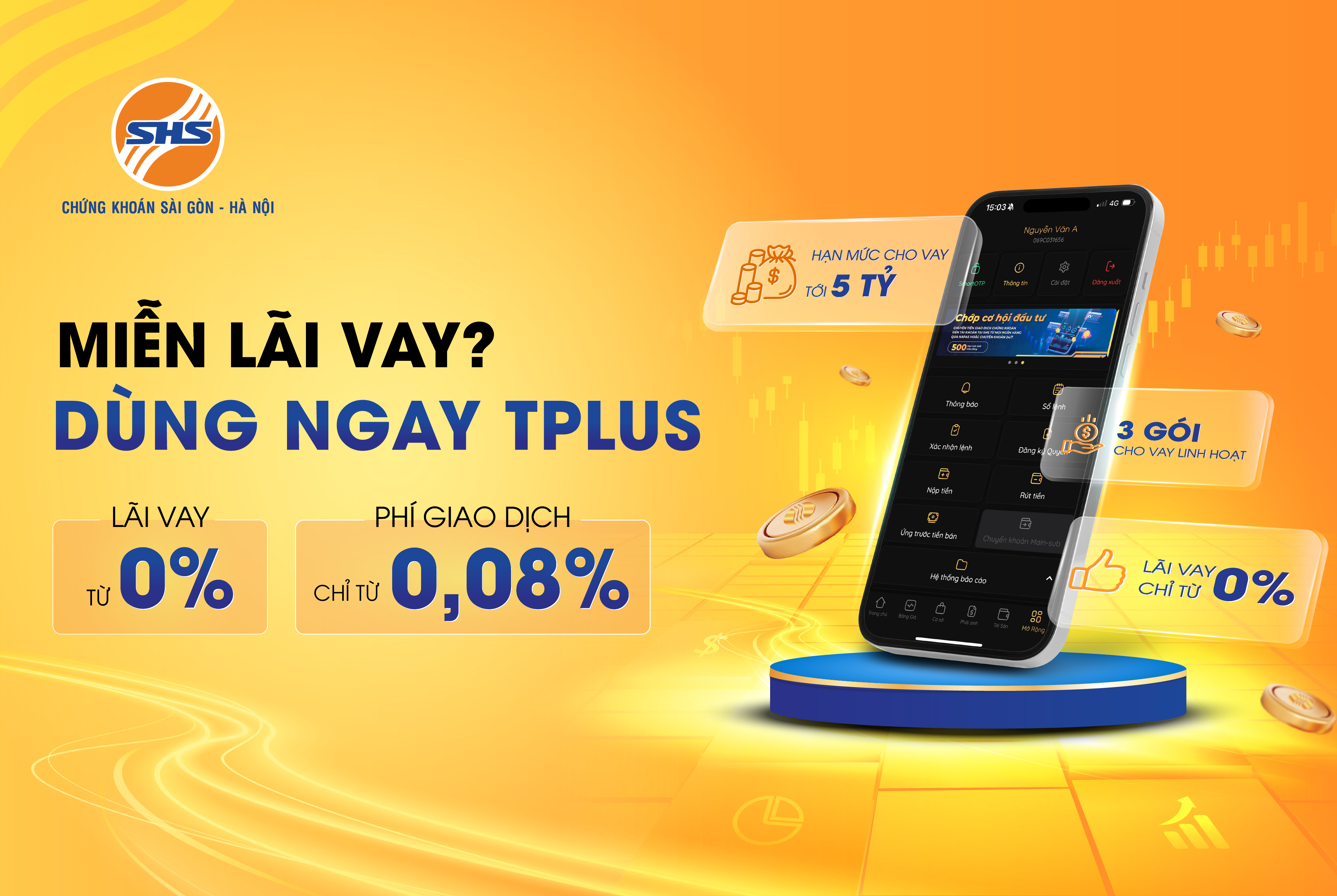 SHS ra mắt sản phẩm mới Margin TPLUS với lãi suất & phí ưu đãi cùng hạn mức lớn.