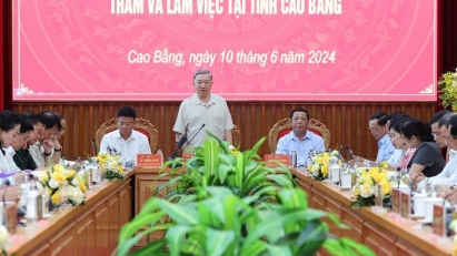 State President To Lam had working session with Cao Bang province