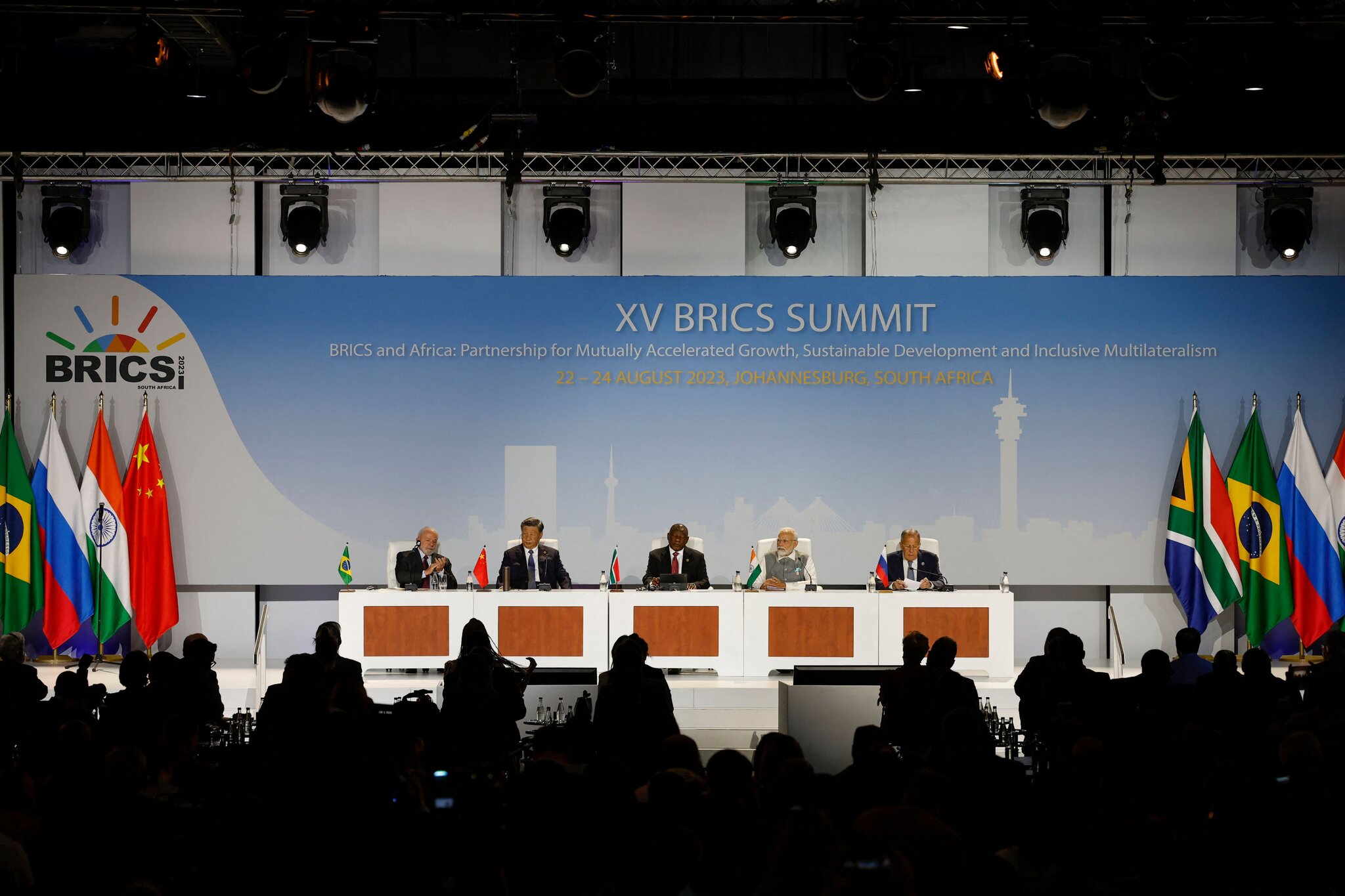 Hội nghị thượng đỉnh BRICS lần thứ XV năm 2023 được tổ chức tại Nam Phi - Ảnh: Getty Images