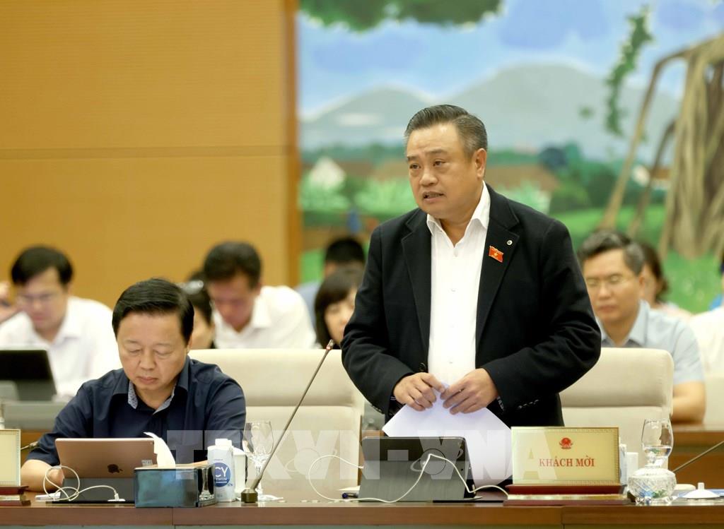 Chủ tịch UBND th&agrave;nh phố H&agrave; Nội Trần Sỹ Thanh ph&aacute;t biểu. Ảnh: TTXVN