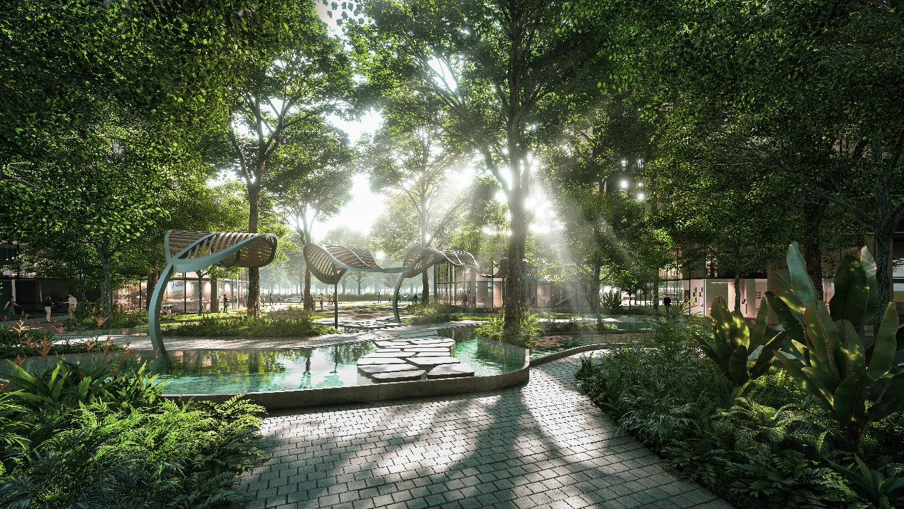 Quảng trường nhiệt đới xua tan nắng n&oacute;ng th&agrave;nh Vinh.