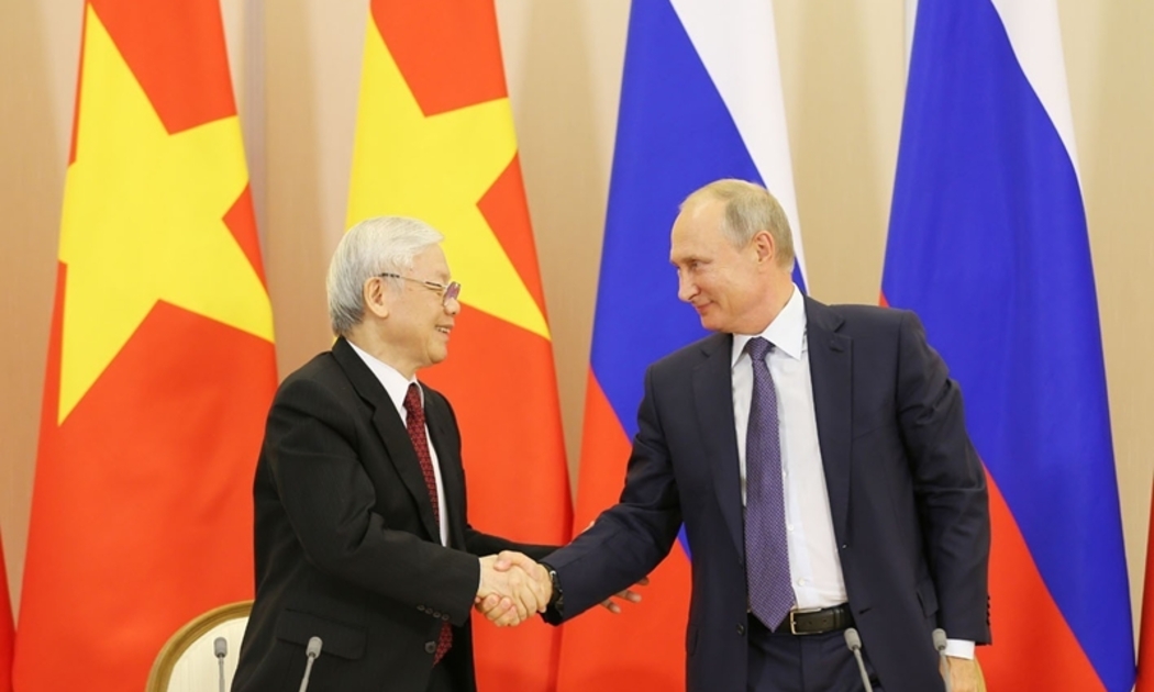Tổng Bí thư Nguyễn Phú Trọng và Tổng thống Nga Vladimir Putin tại lễ ký các văn kiện hợp tác giữa hai nước trong khuôn khổ chuyến thăm của Tổng Bí thư tới Nga năm 2018 - Ảnh: VGP