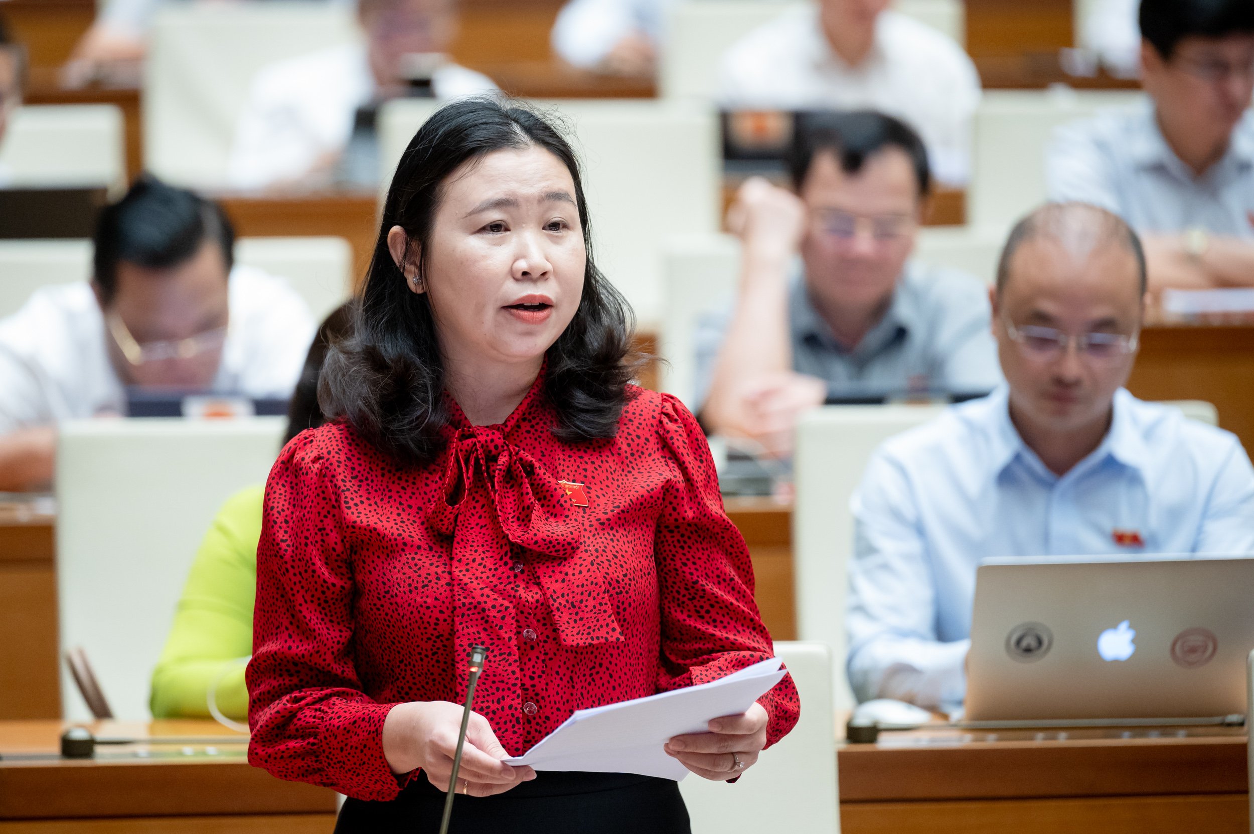 Đại biểu L&ecirc; Thị Song An, đo&agrave;n Long An. Ảnh: Quochoi.