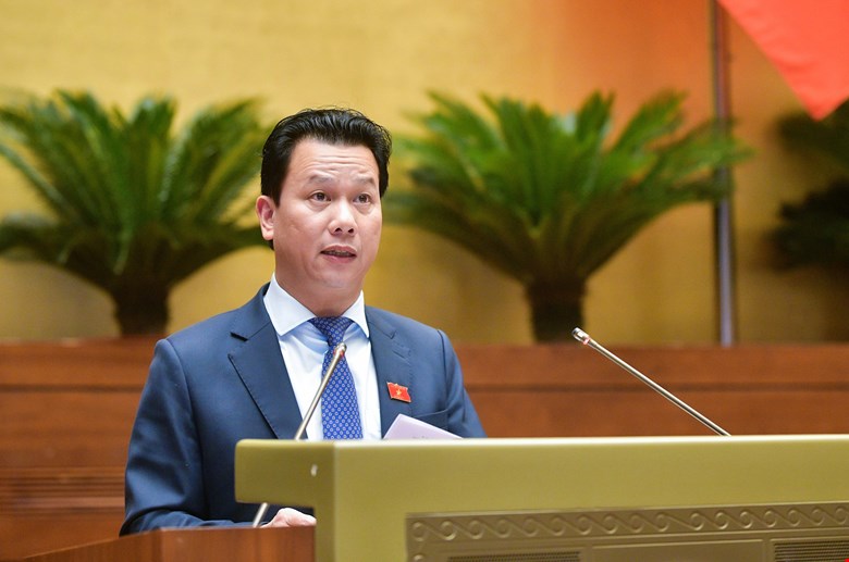 Bộ trưởng Bộ Tài nguyên và Môi trường Đặng Quốc Khánh, thừa ủy quyền của Thủ tướng Chính phủ, trình bày Tờ trình về dự án Luật Địa chất và khoáng sản.