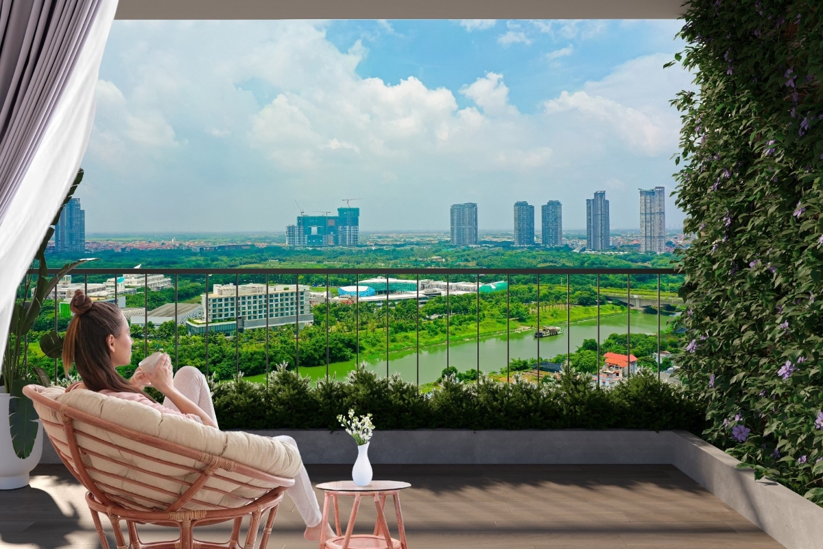 Tầm nhìn panorama 360 ôm trọn thiên nhiên xanh từ CHCC The Fibonan. (Nguồn ảnh: Đất Xanh Miền Bắc).
