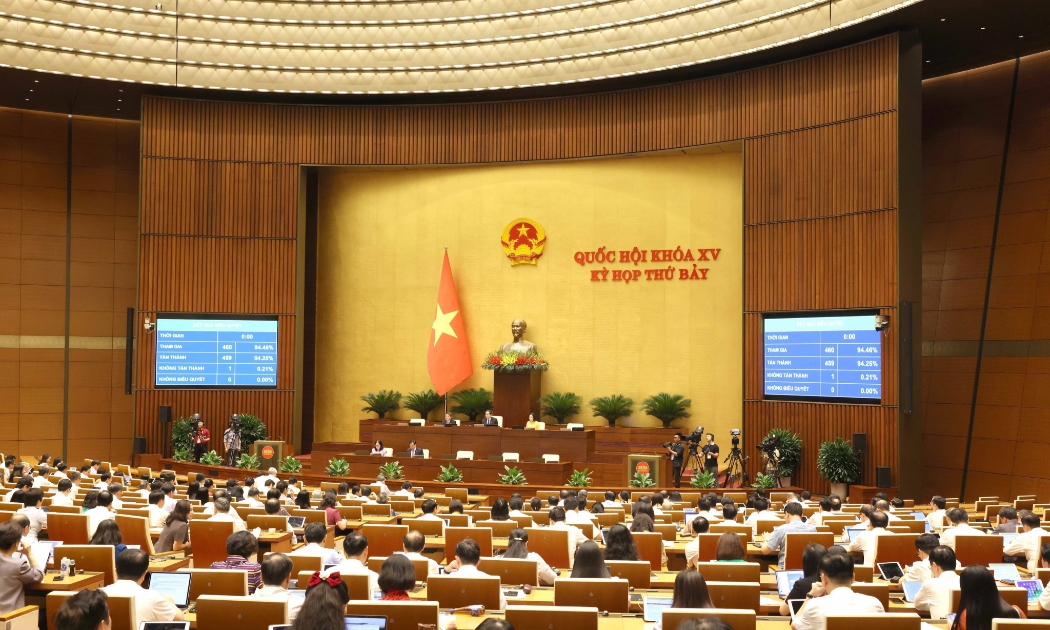 Quốc hội biểu quyết thông qua Nghị quyết về phê chuẩn quyết toán ngân sách nhà nước năm 2022.