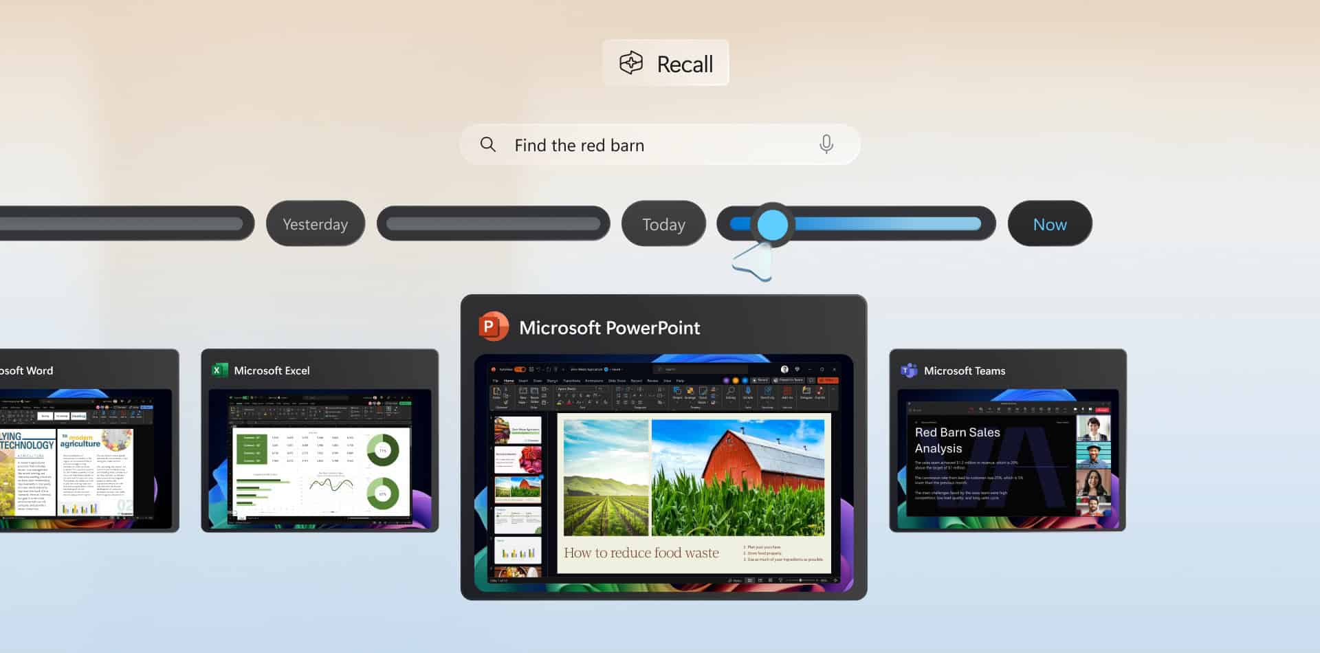 Giao diện Microsoft Recall. 