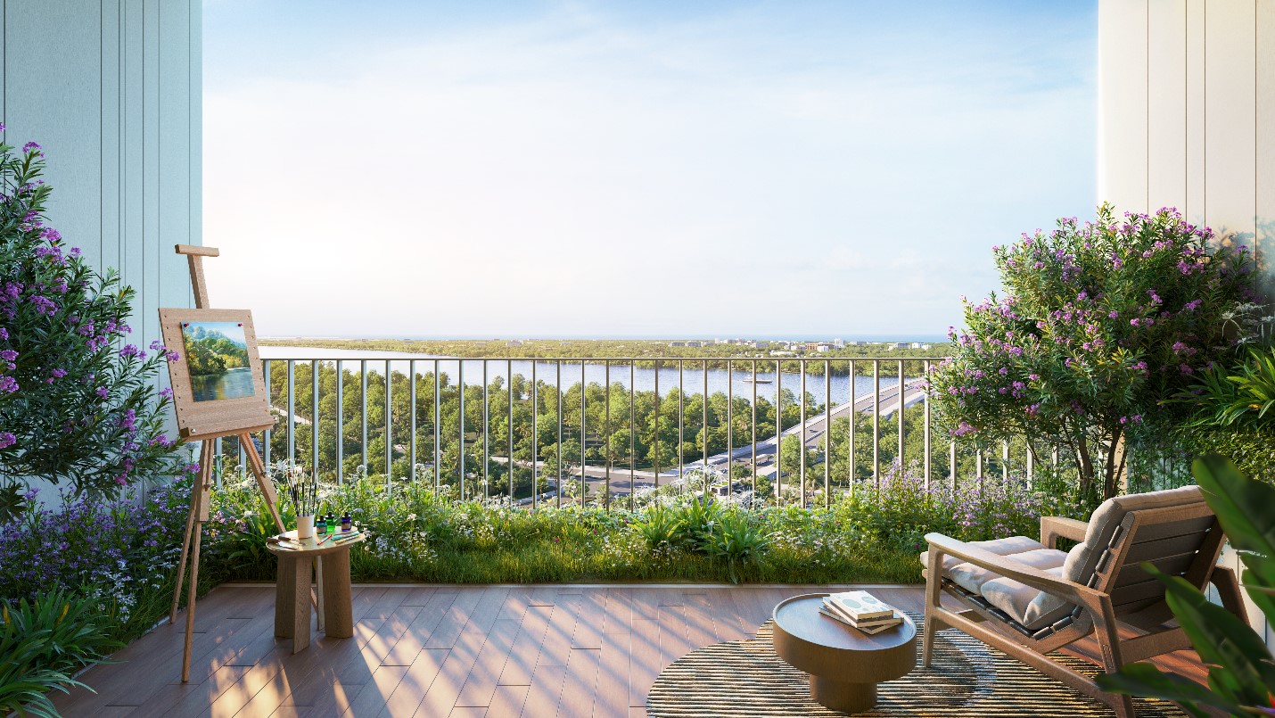 Ban công một phòng khách tại Seaview Residences.
