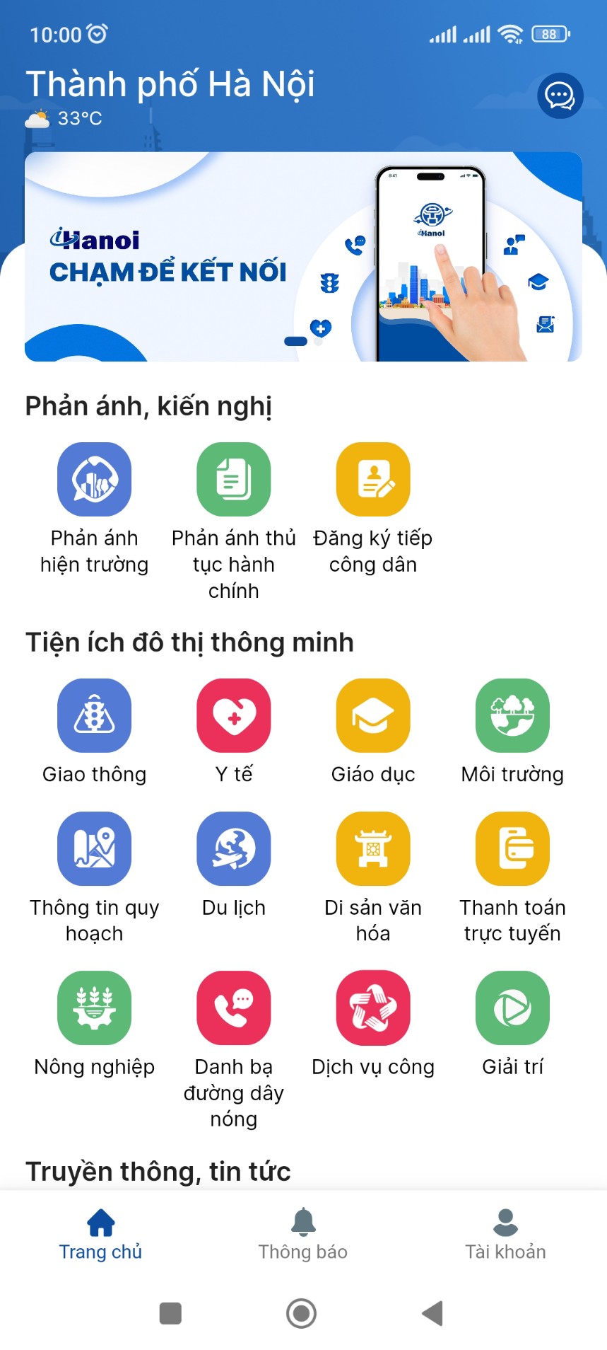 Nhóm chức năng tiện ích đô thị cung cấp nhiều tính năng liên quan đến giao thông, y tế, du lịch ...