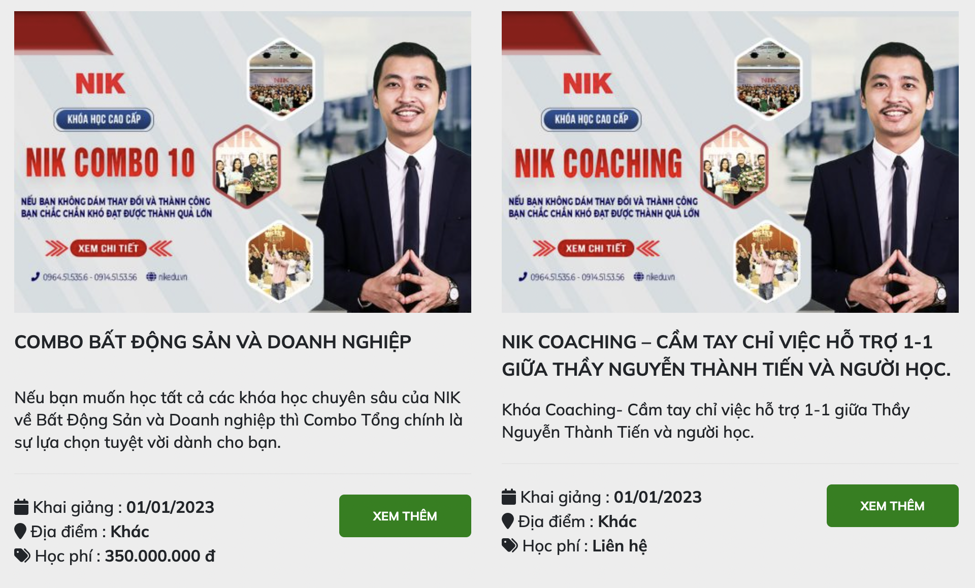 Khóa học làm giàu của Chủ tịch VLA Nguyễn Thành Tiến lên tới 350 tiệu đồng.