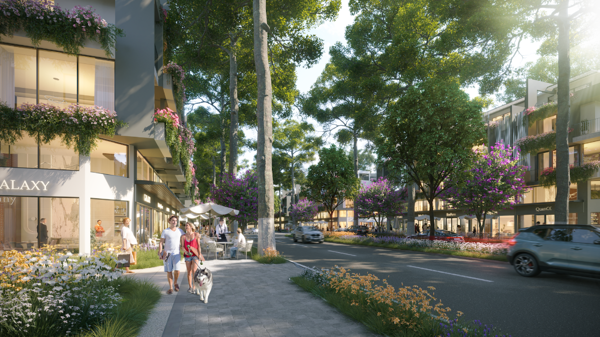 Cư d&acirc;n Blue Forest thảnh thơi tản bộ tr&ecirc;n những tuyến đường nội khu.