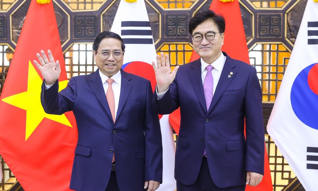 Thủ tướng Chính phủ Phạm Minh Chính hội kiến Chủ tịch Quốc hội Hàn Quốc Woo Won Shik - Ảnh: VGP
