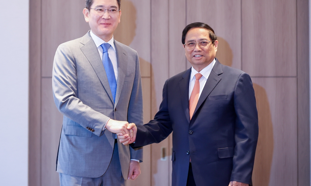 Thủ tướng Phạm Minh Chính tiếp ông Lee Jae Yong, Chủ tịch tập đoàn Samsung - Ảnh: VGP