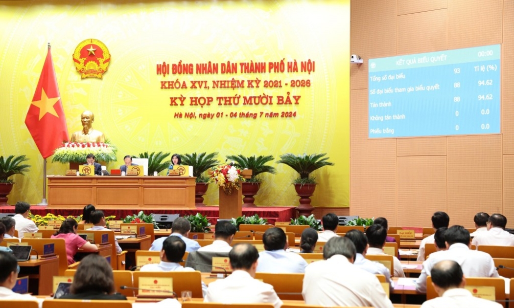  Kỳ họp thứ 17, HĐND thành phố Hà Nội thông qua Nghị quyết về việc đặt tên và điều chỉnh độ dài một số đường, phố, công trình công cộng trên địa bàn thành phố Hà Nội năm 2024.